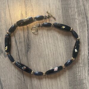Black and gold beaded 16” necklace